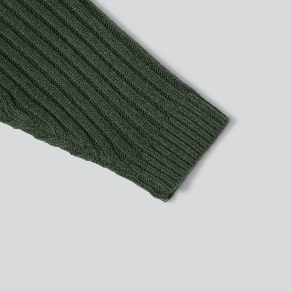 MADNESS RIBBED CREW KNIT SWEATER-GREEN