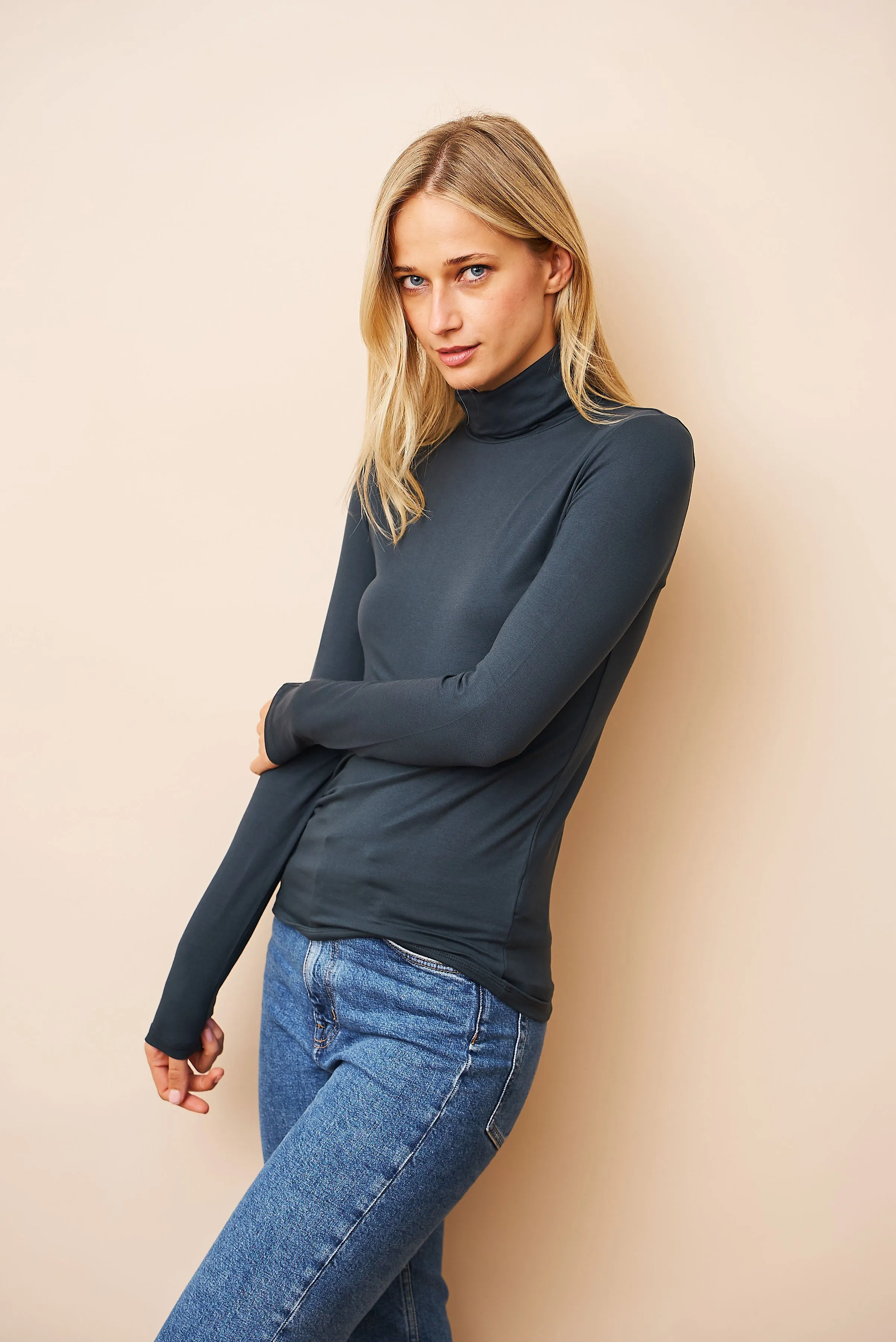 Majestic Soft Touch Long Sleeve Turtleneck in Crepuscule