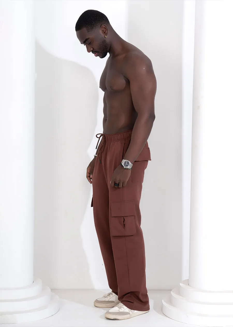 Men Premium Terry Cargo Pants - Cocoa