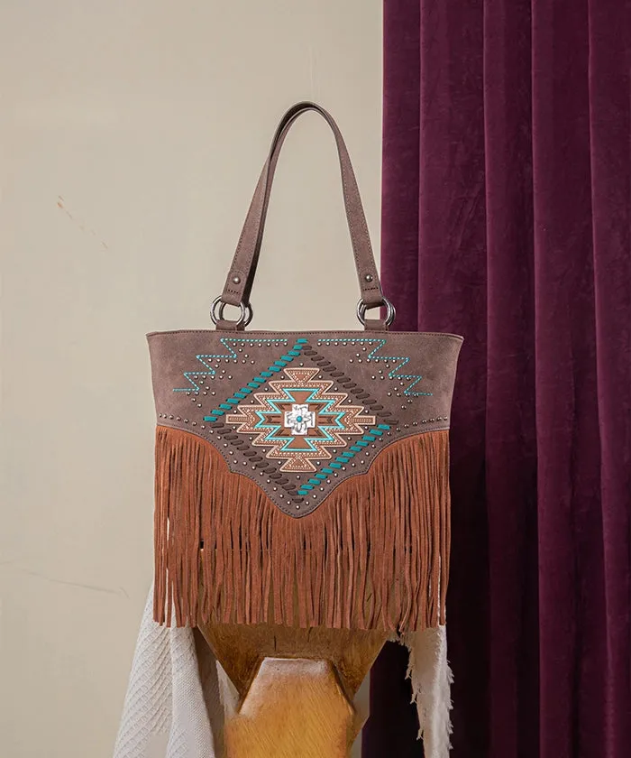 Montana West Aztec Fringe Concealed Carry Tote Bag