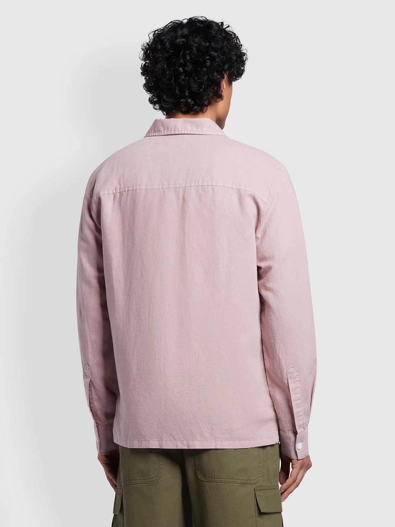 Nelson Relaxed Fit Linen Slub Overshirt In Dark Pink