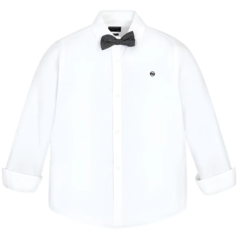 Nukutavake Long Sleeve Slim Fit White Shirt with Bow Tie 6131