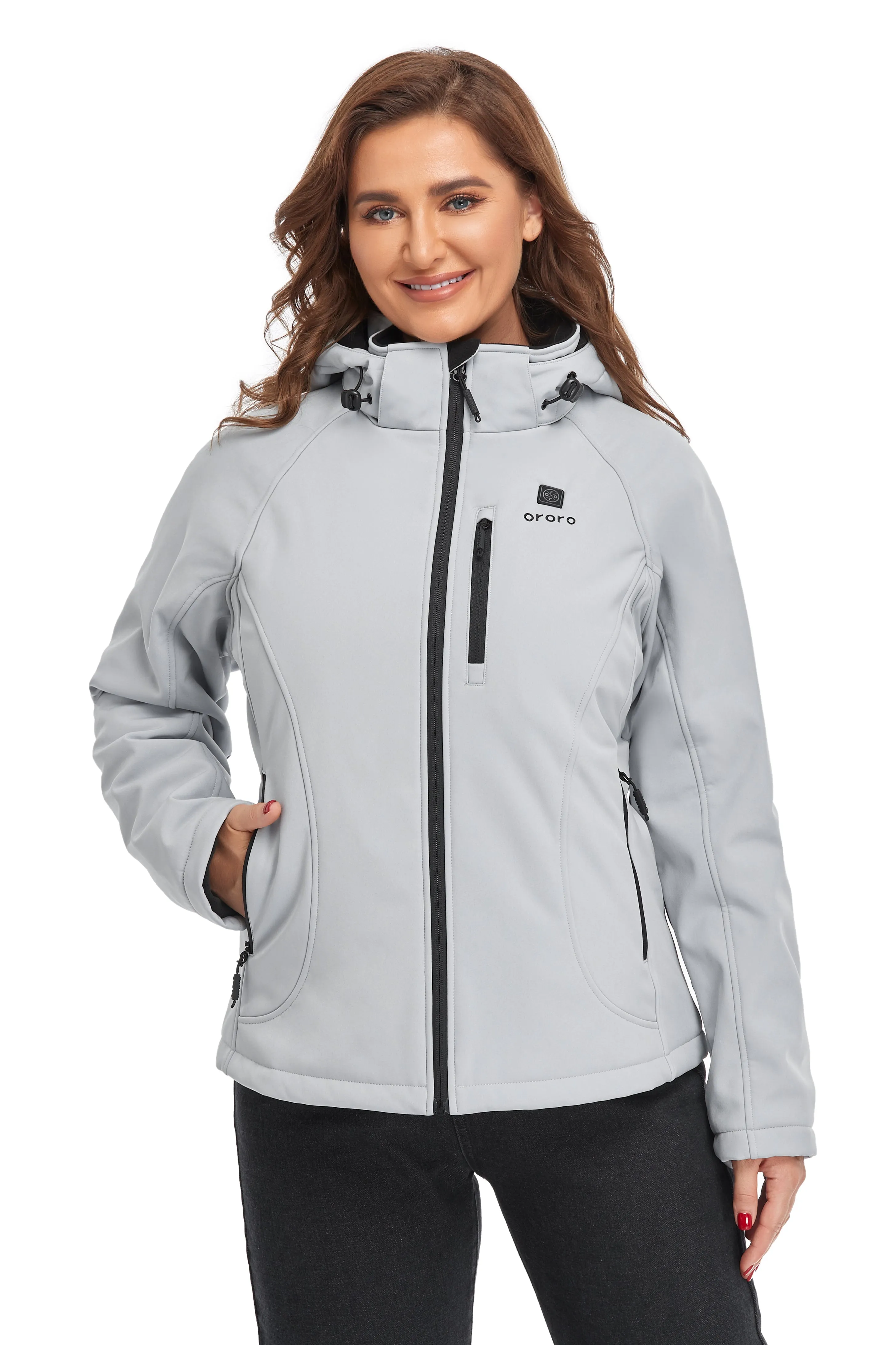 (Open-Box) Women's Heated Jacket - Pink & Purple/Gray (Battery Set Not Included)