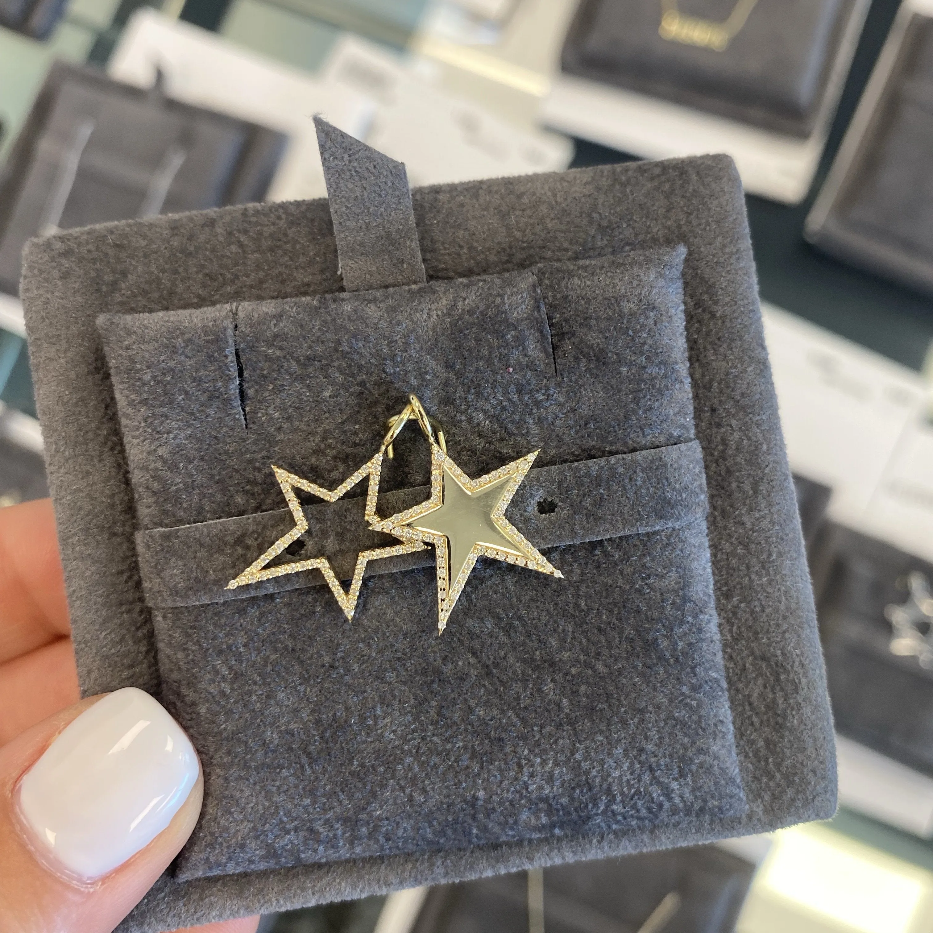 Pave Outline Asymmetric Star Charm