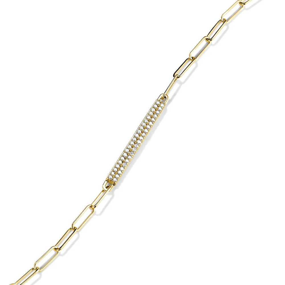 Pavé Lab Grown Diamond Paperclip Chain Bar Bracelet