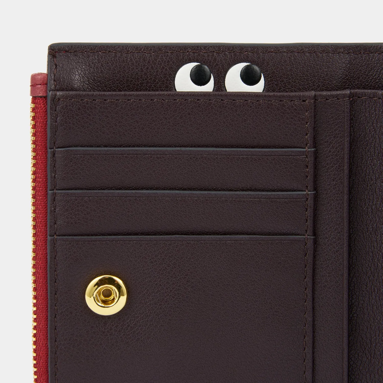 Peeping Eyes Small Double Zip Wallet