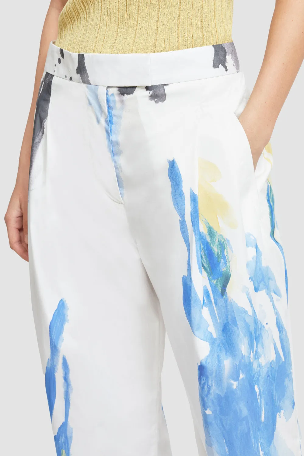 Printed Poplin Tapered Trousers