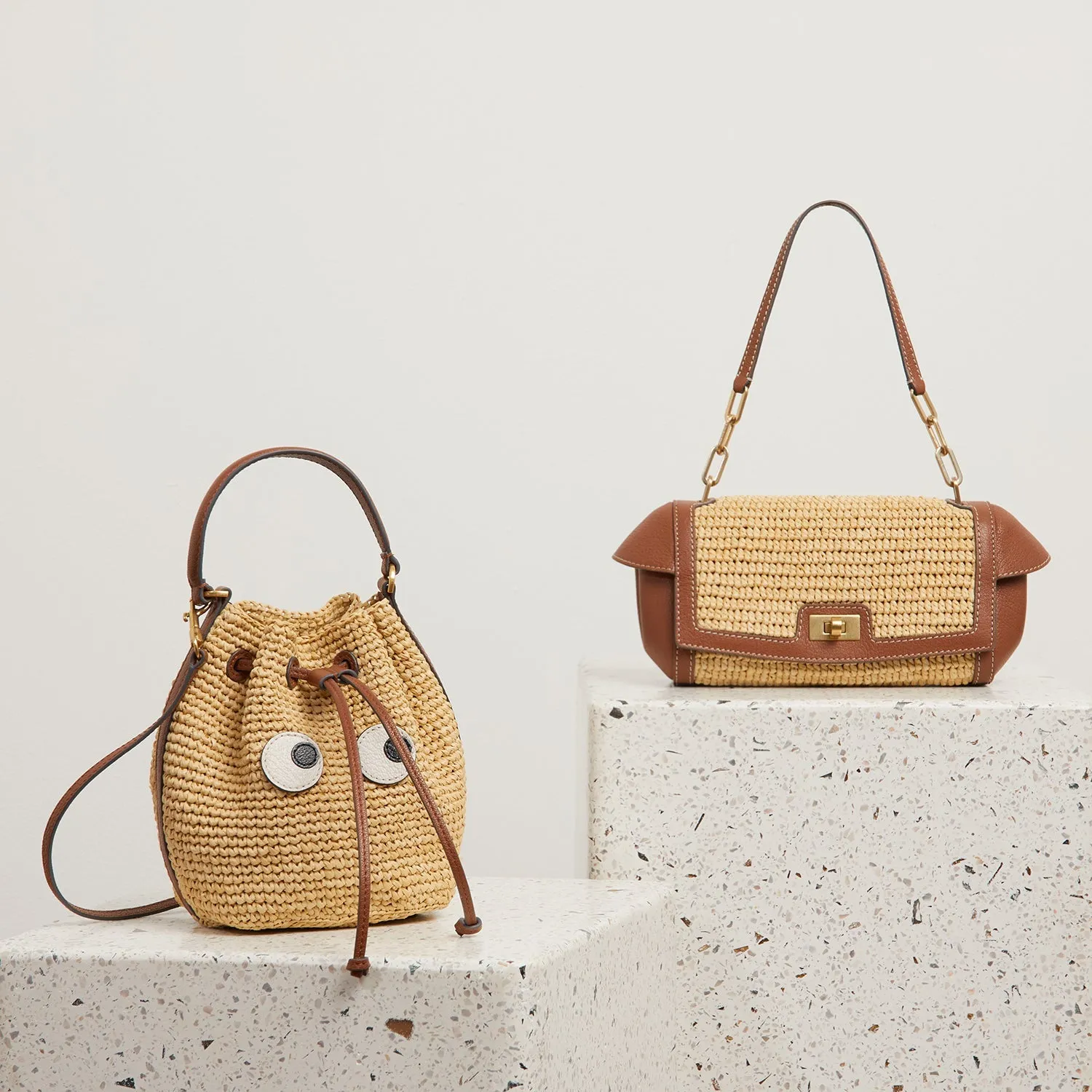 Raffia Tube Shoulder Bag