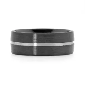 Recessed Groove Zirconium Men's Ring