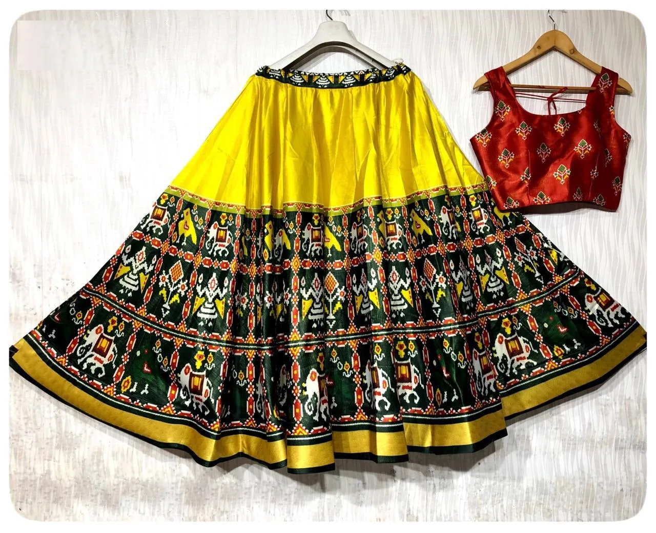 Red and Yellow Garba Lehenga