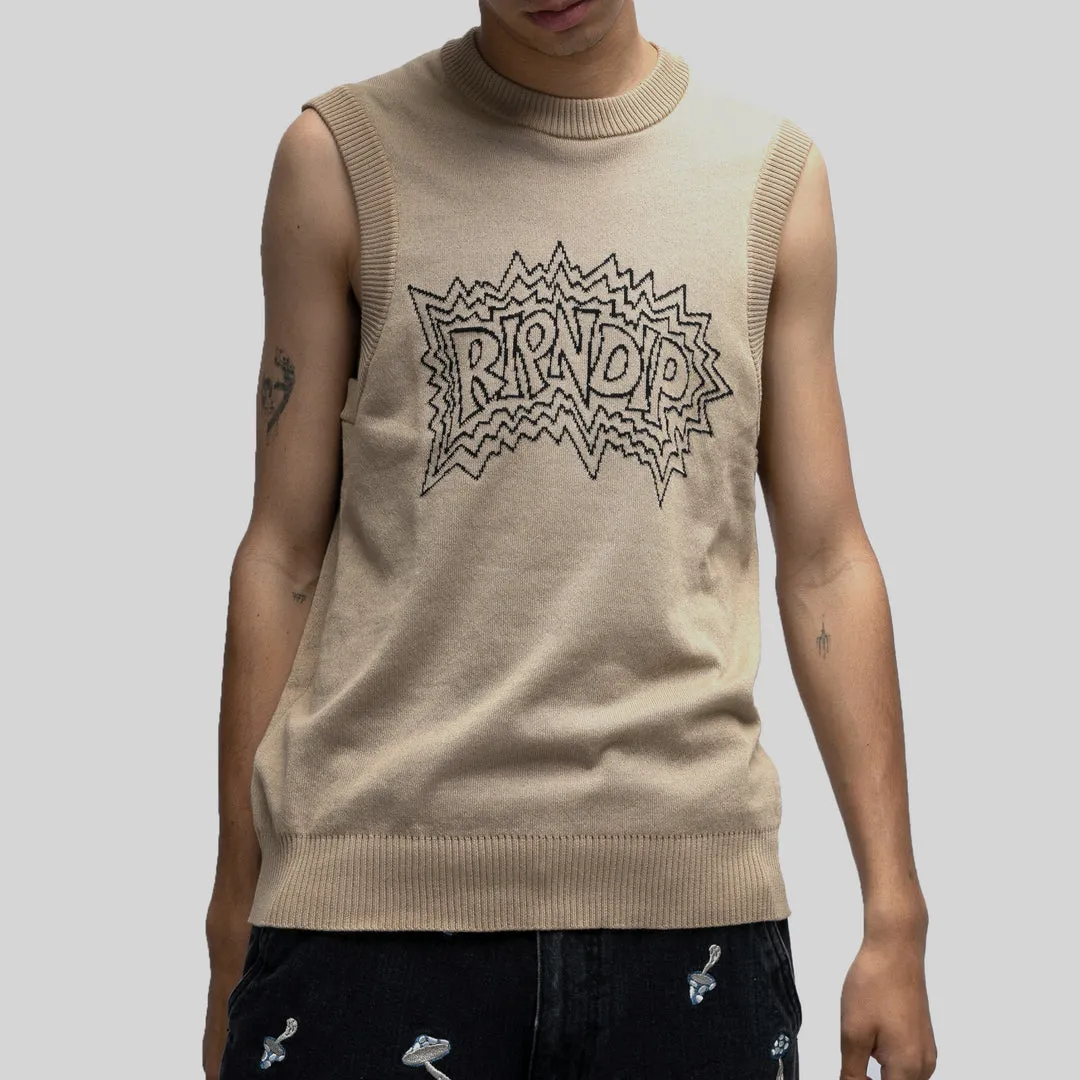 RIPNDIP SHOCK KNIT SWEATER VEST-NATURAL