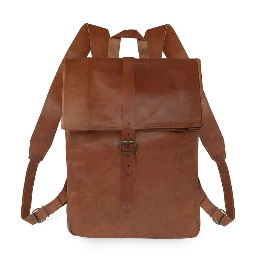 Roll-top Leather Backpack