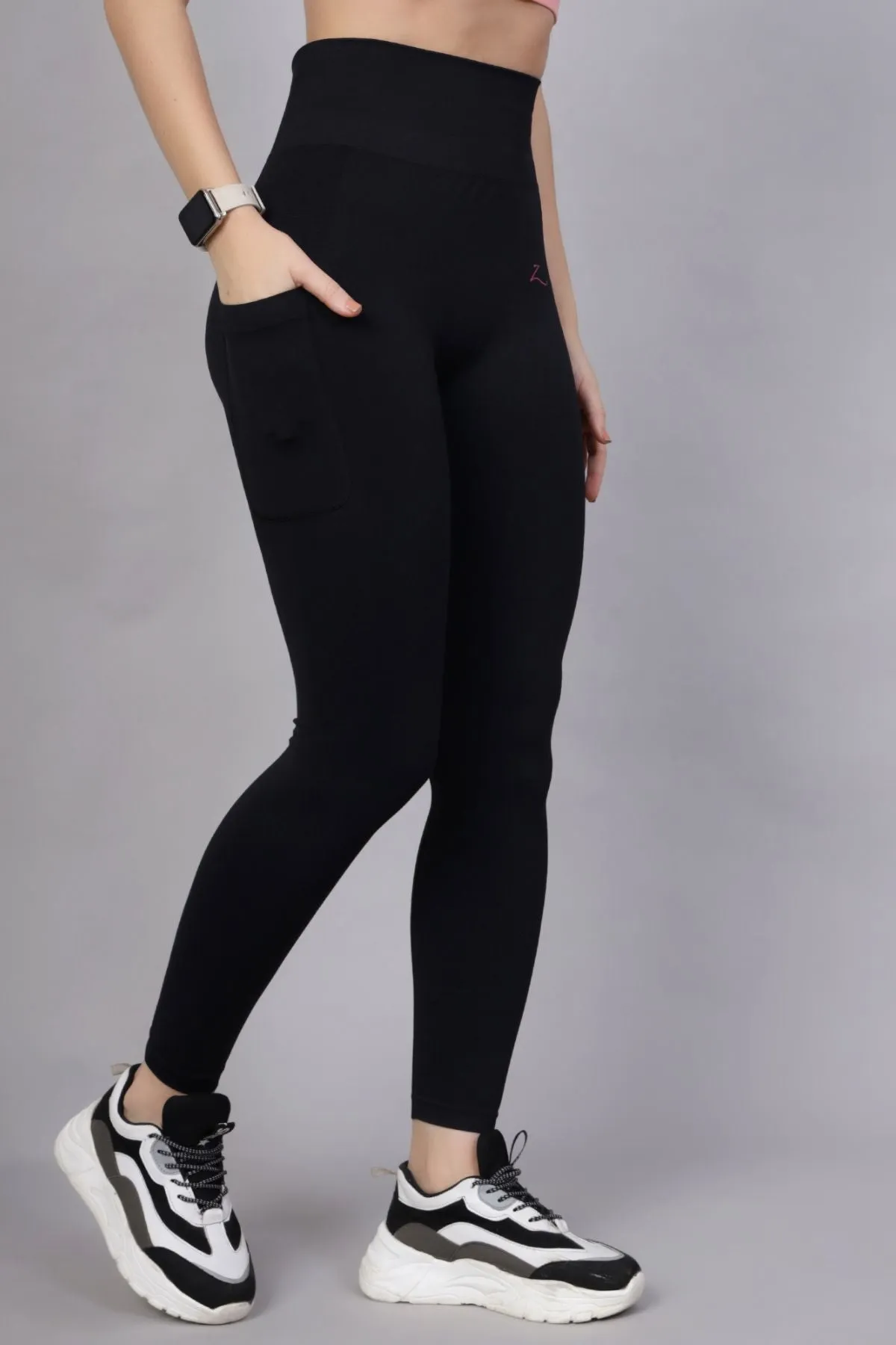 Seamless High Waisted Tummy Compression Black Postpartum Leggings