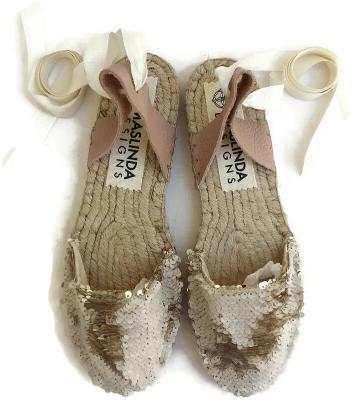 Sequin Espadrilles - Champagne