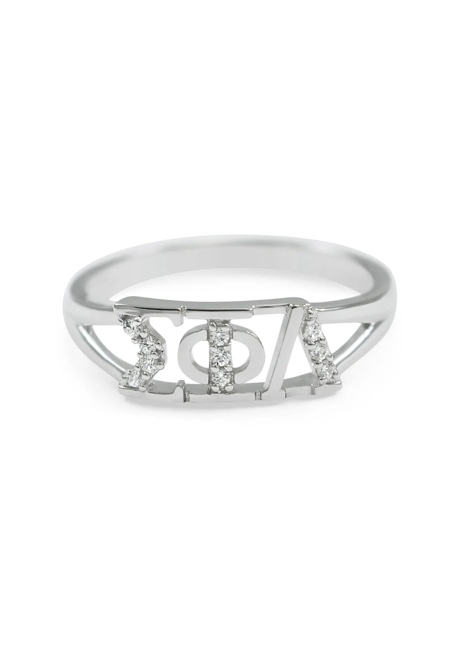 Sigma Phi Lambda Sterling Silver Ring with simulated diamonds