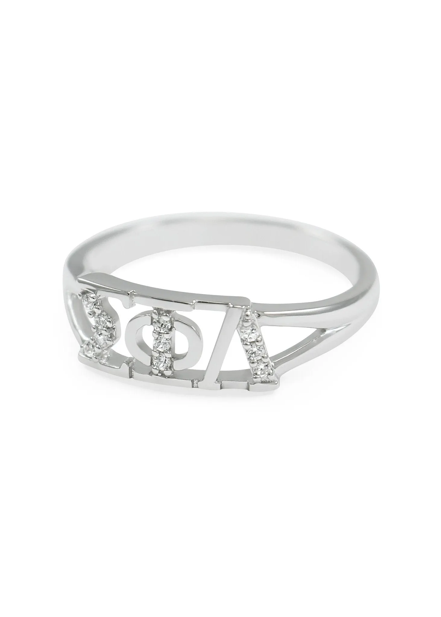 Sigma Phi Lambda Sterling Silver Ring with simulated diamonds