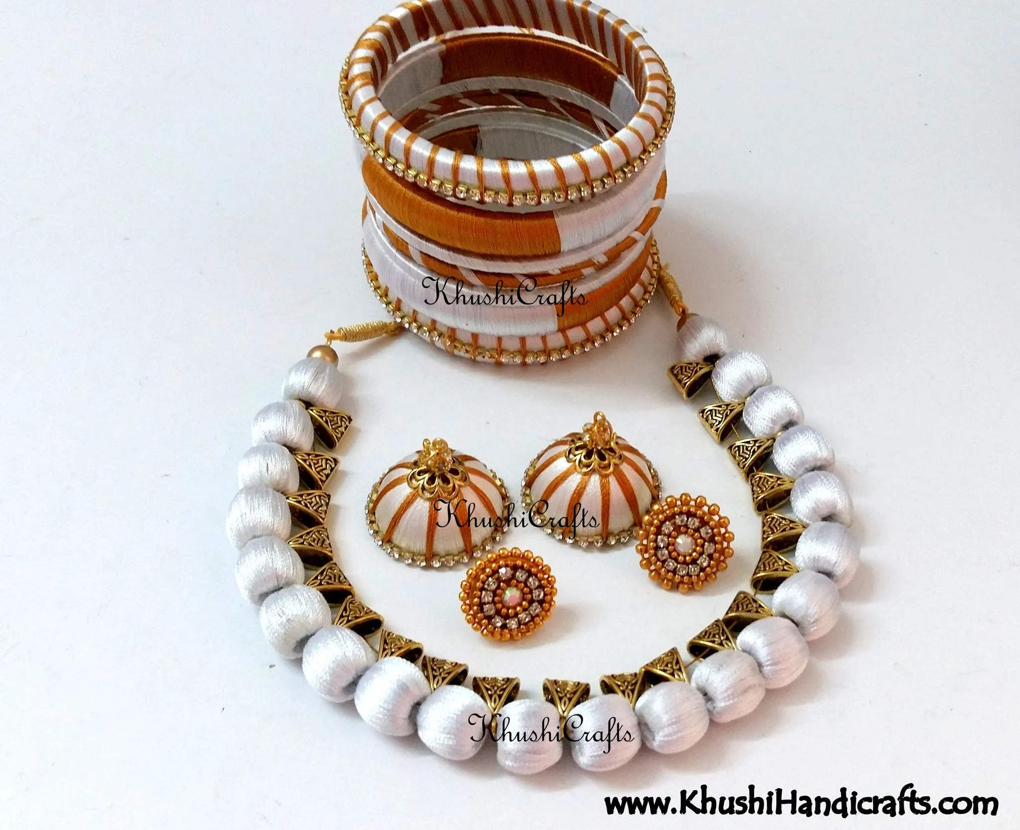 Silk Beads Necklace set with Bangles