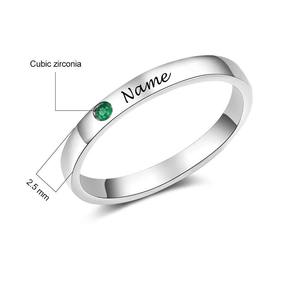 Silver Color Personalized Name Ring