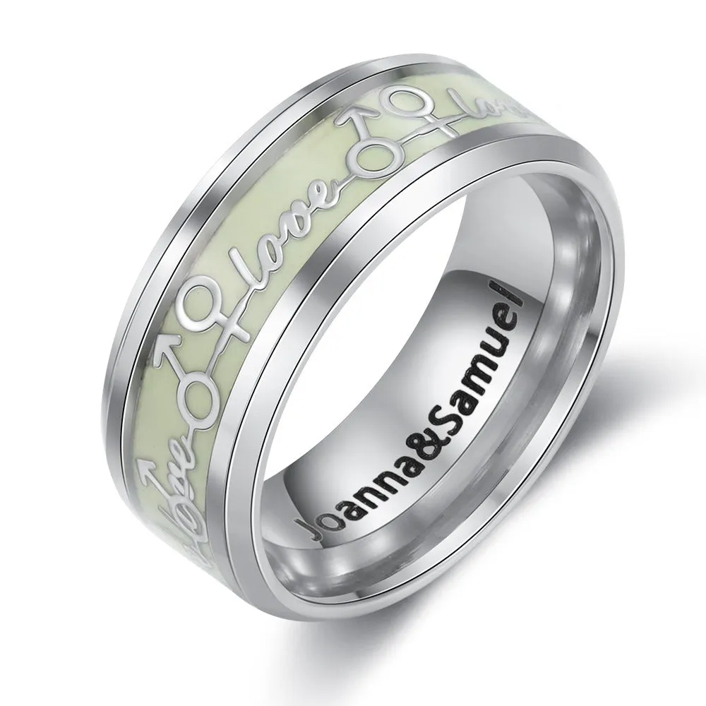 Stainless Steel Name Engraving Luminous Rings