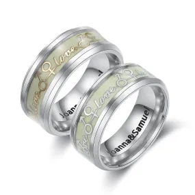 Stainless Steel Name Engraving Luminous Rings