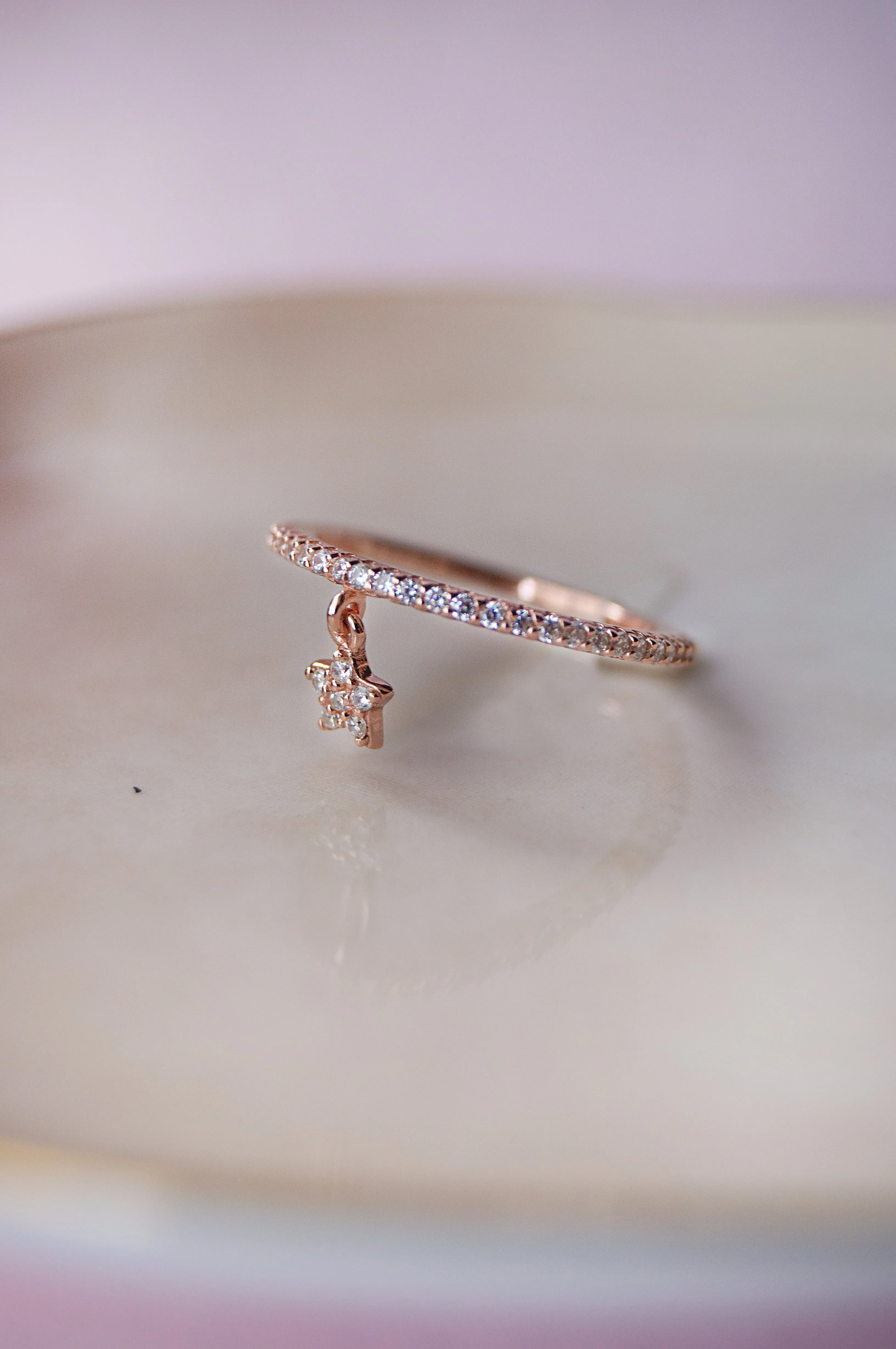 Star Cham Rose Gold Plated Sterling Silver Ring