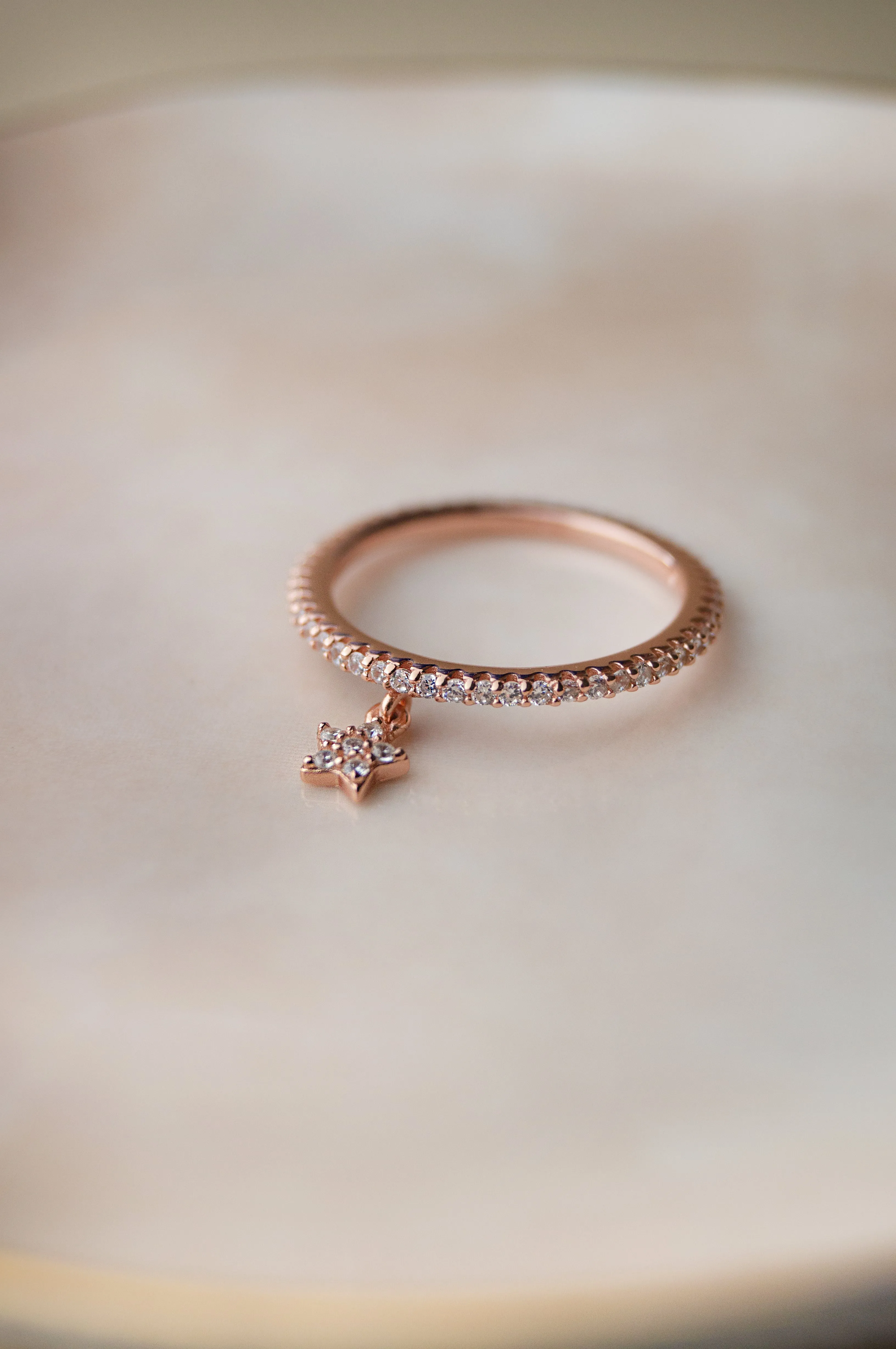 Star Cham Rose Gold Plated Sterling Silver Ring