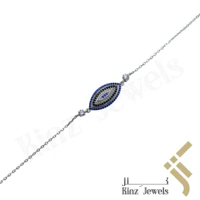 Sterling Silver Evil Eye Bracelet Blue white Black Zircon Stones