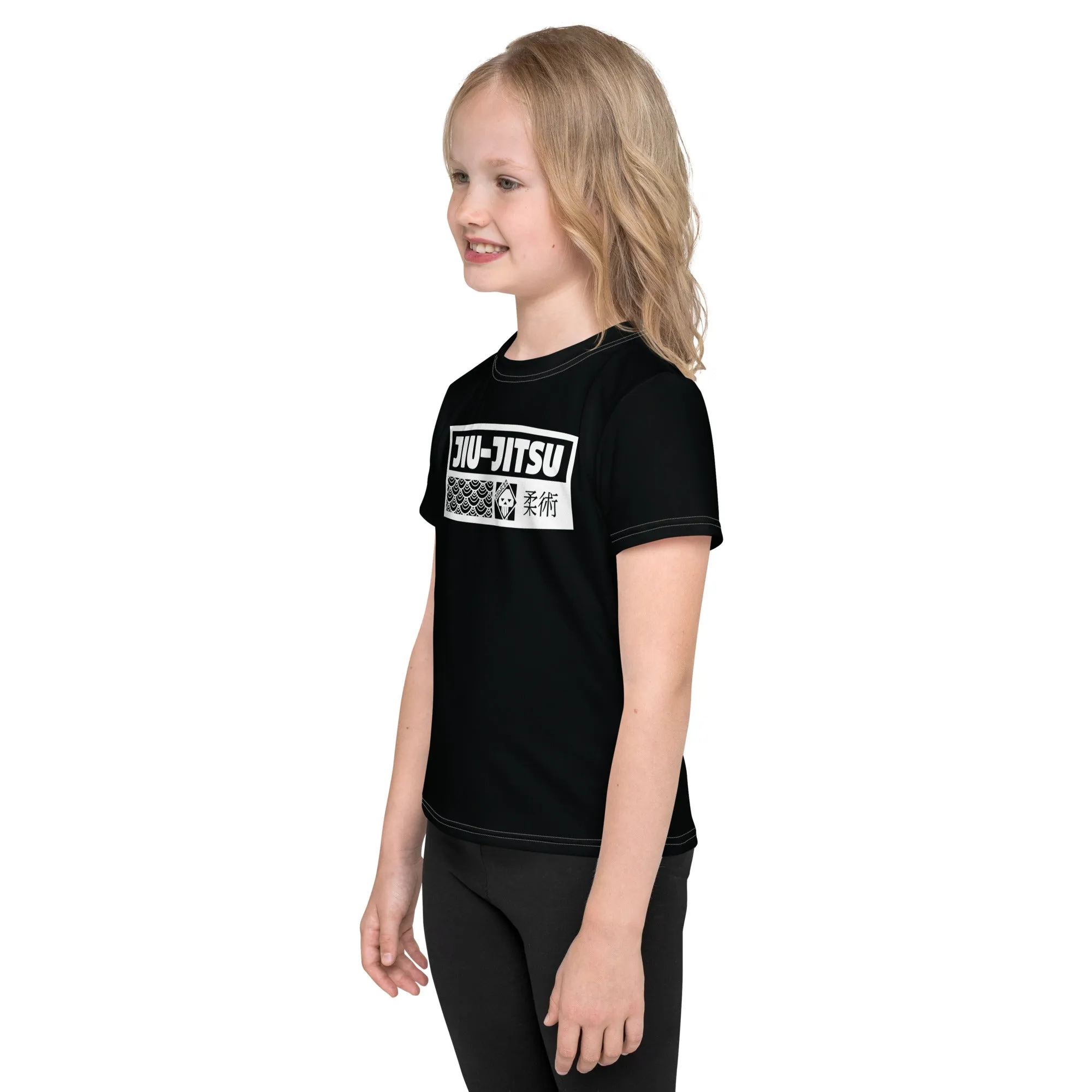 Stylish Sun Defense: Girl's Short Sleeve Jiu-Jitsu Rash Guard - Noir