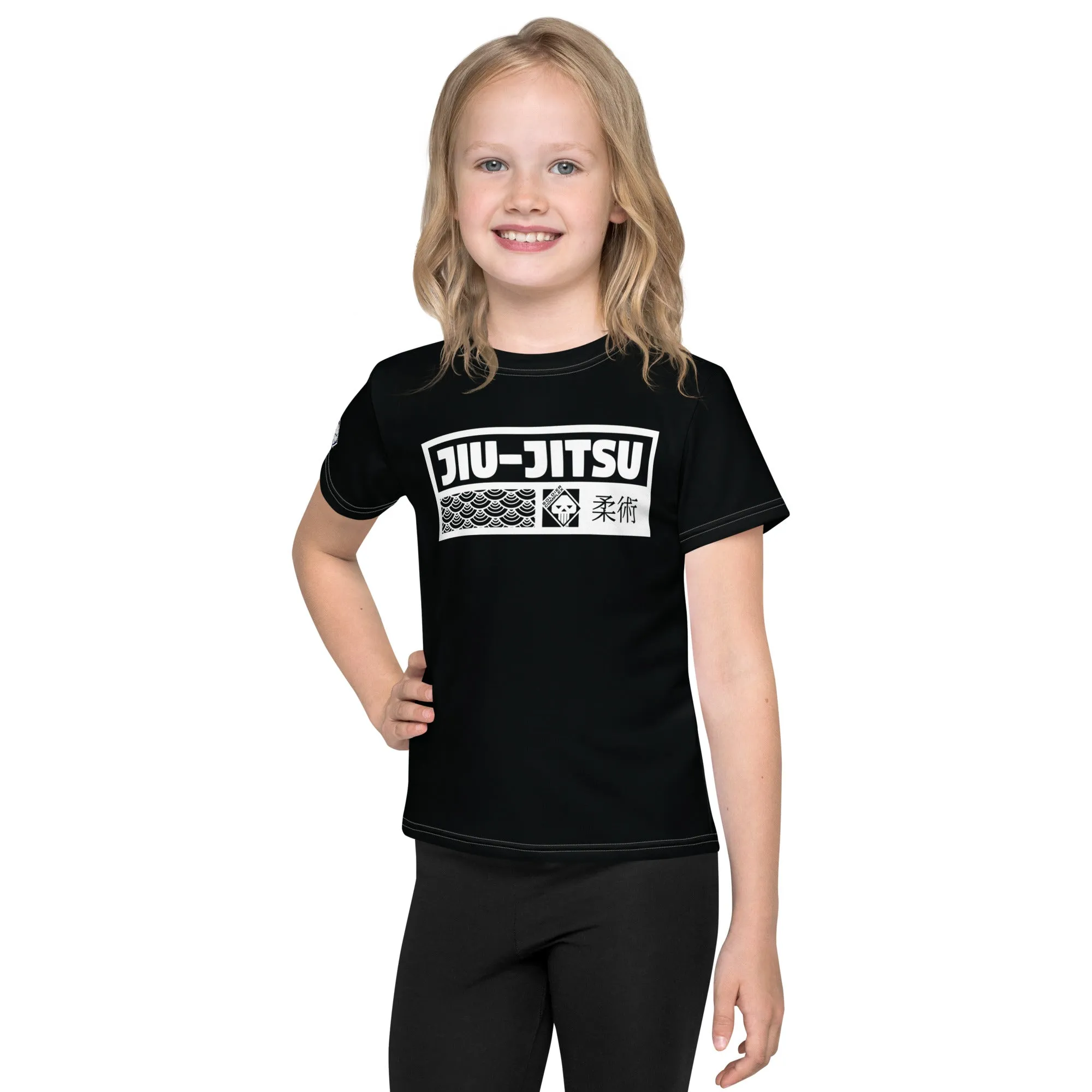 Stylish Sun Defense: Girl's Short Sleeve Jiu-Jitsu Rash Guard - Noir