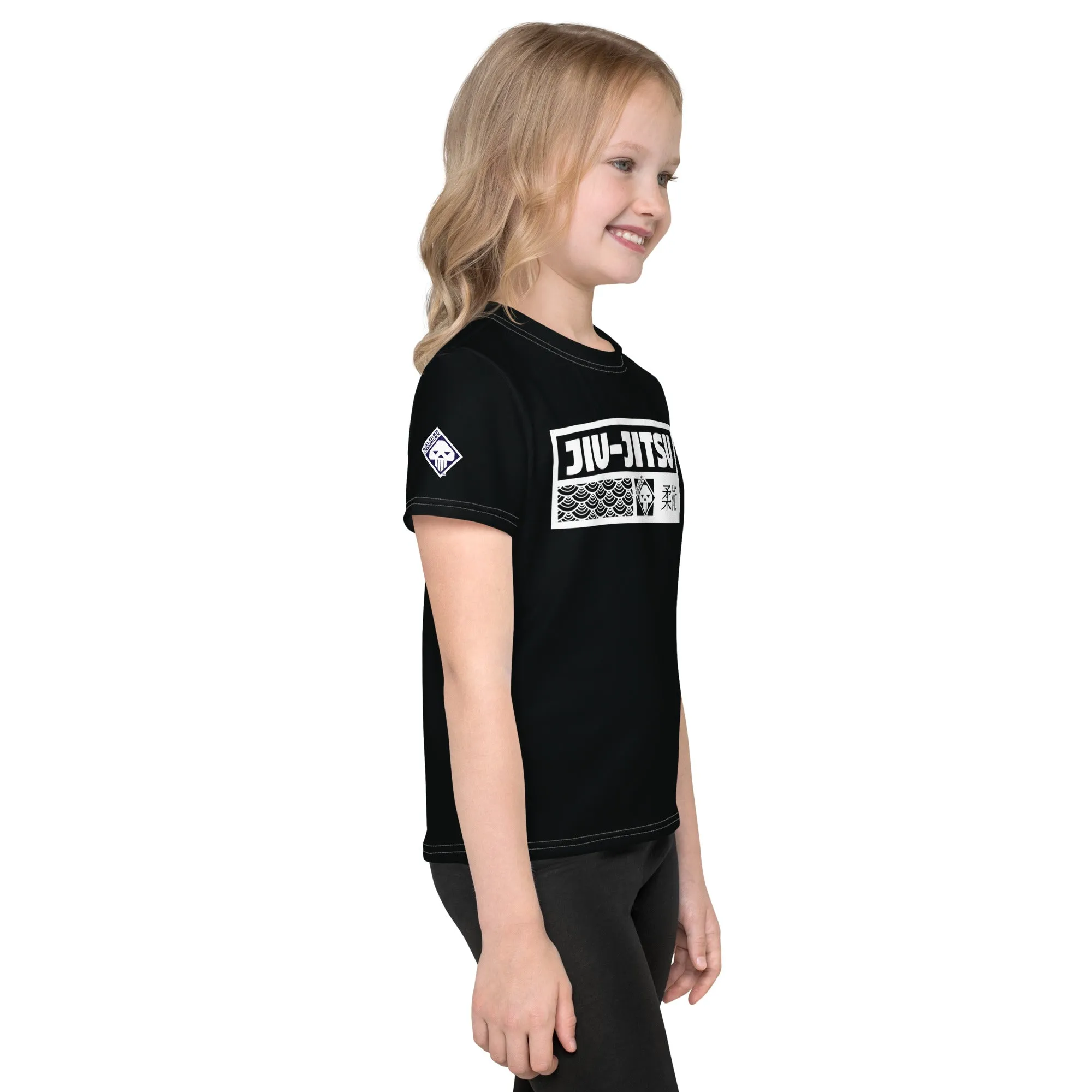 Stylish Sun Defense: Girl's Short Sleeve Jiu-Jitsu Rash Guard - Noir