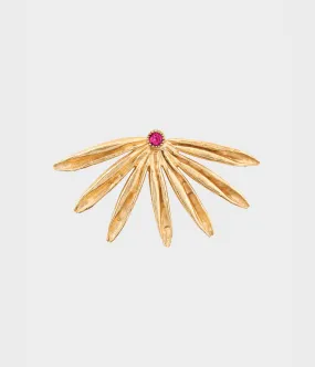 SUN SIREN STUD EARRING- GOLD /RUBY