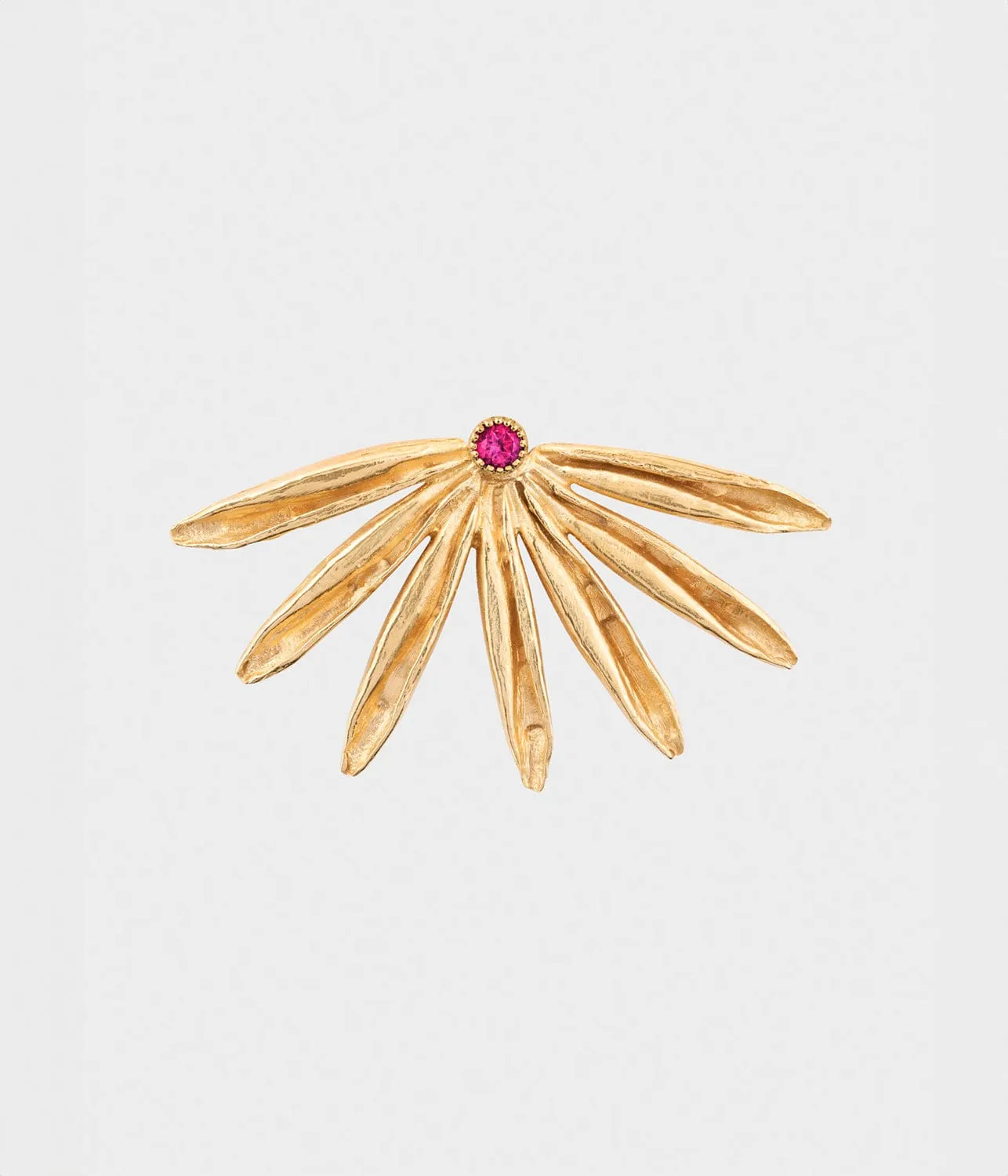 SUN SIREN STUD EARRING- GOLD /RUBY