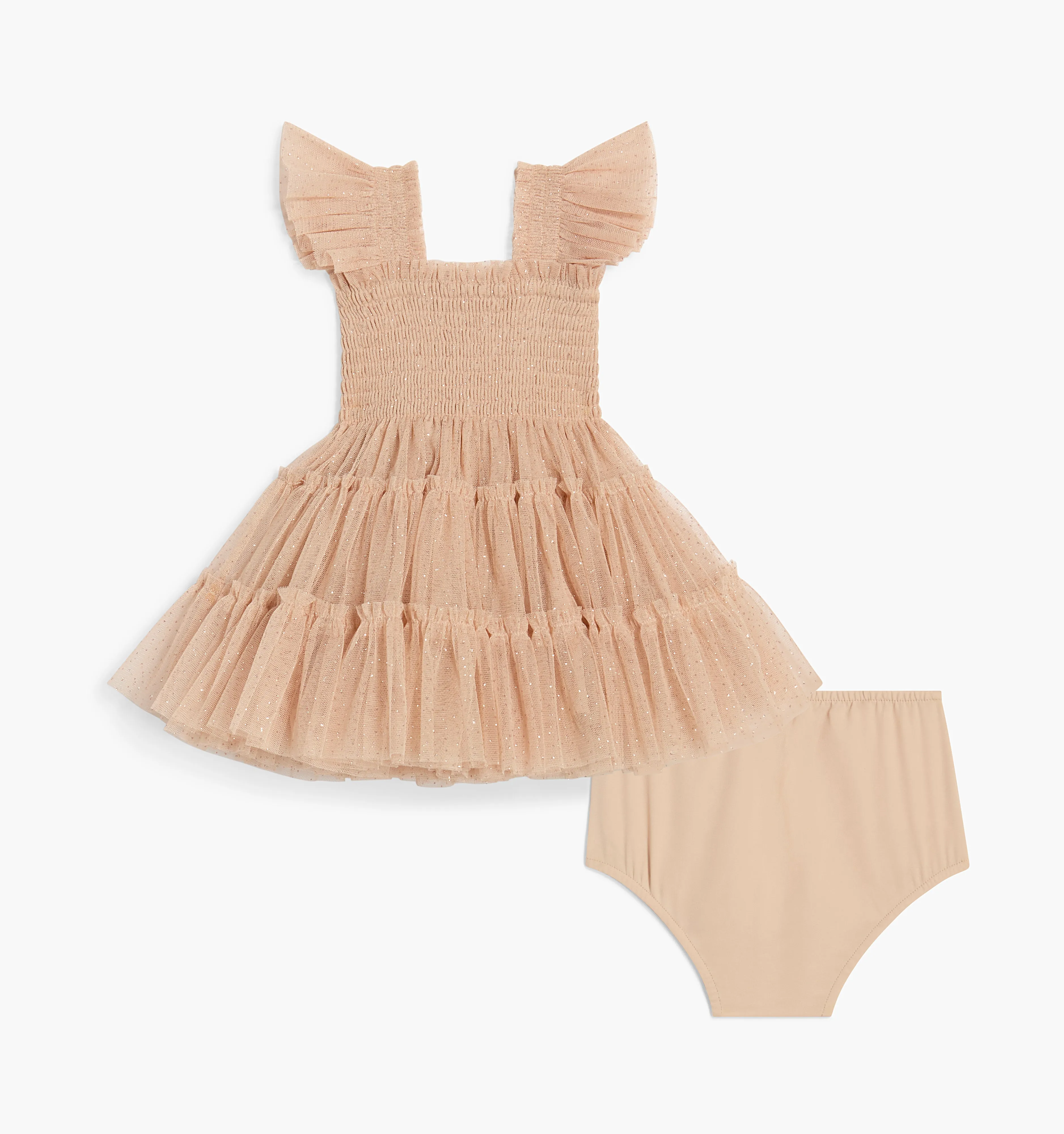 The Baby Tulle Ellie Nap Dress - Blush Glitter Tulle