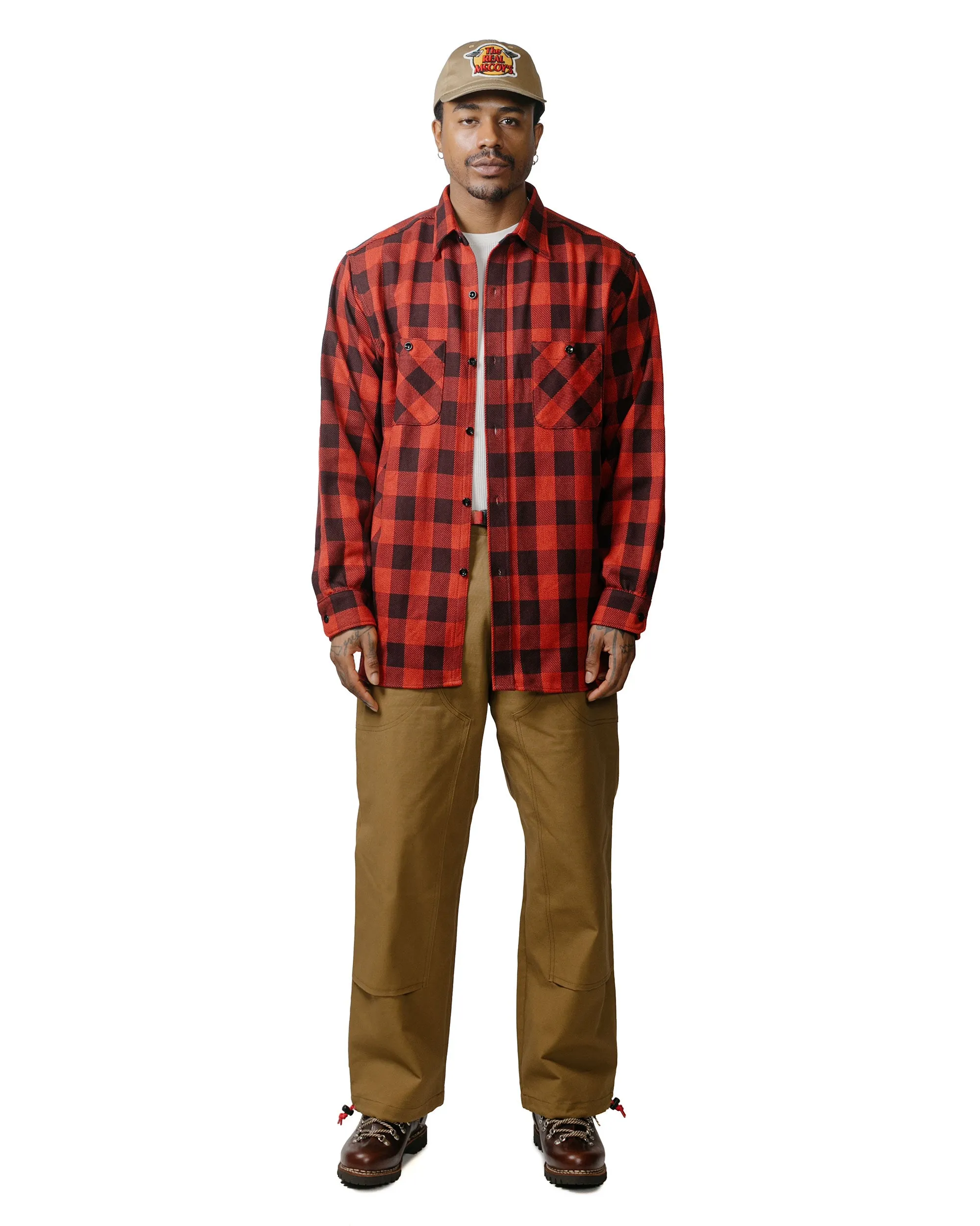 The Real McCoy's MS23104 8HU Twisted-Yarn Buffalo Check Flannel Shirt Red/Black