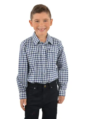 Thomas Cook Boys Sweeney Check - 2 Pocket Long Sleeve Shirt - Navy/White