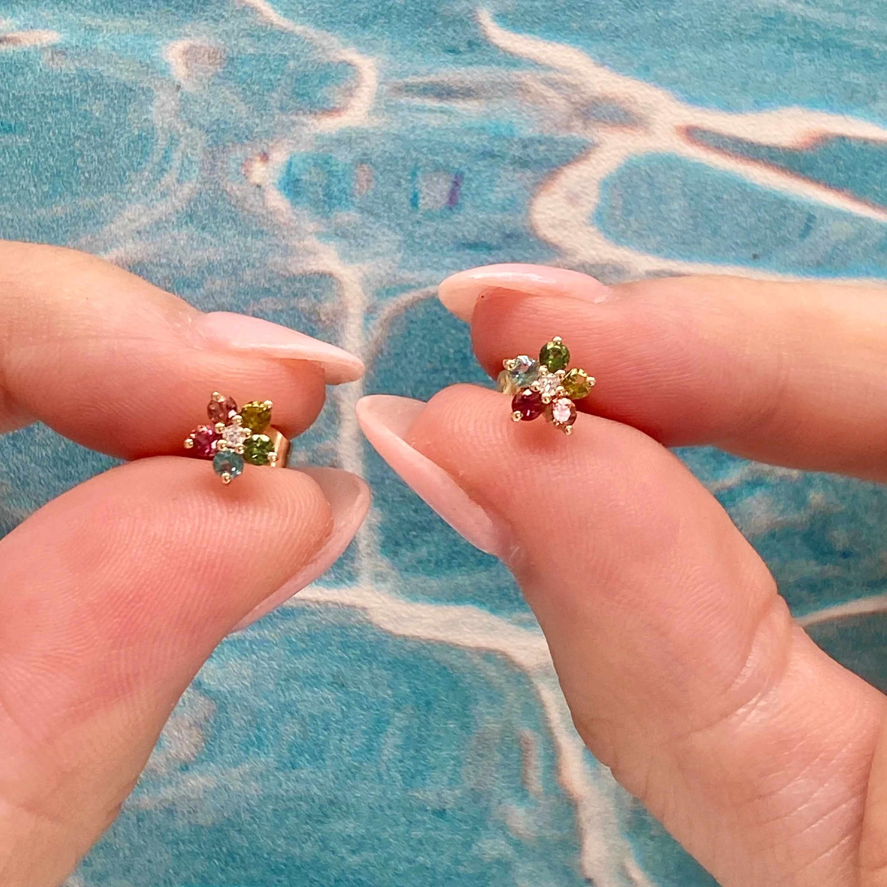 Tourmaline and Diamond Aurora Studs