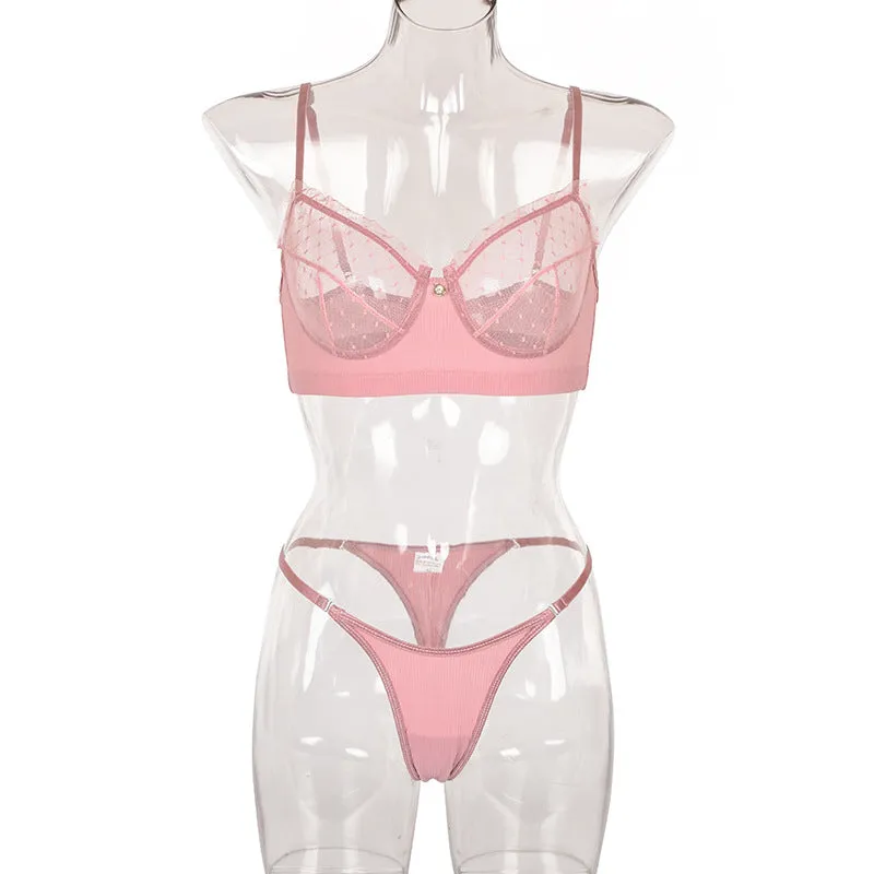 Transparent two piece lingeries set