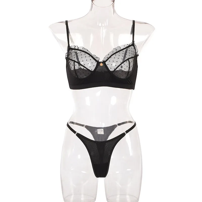 Transparent two piece lingeries set