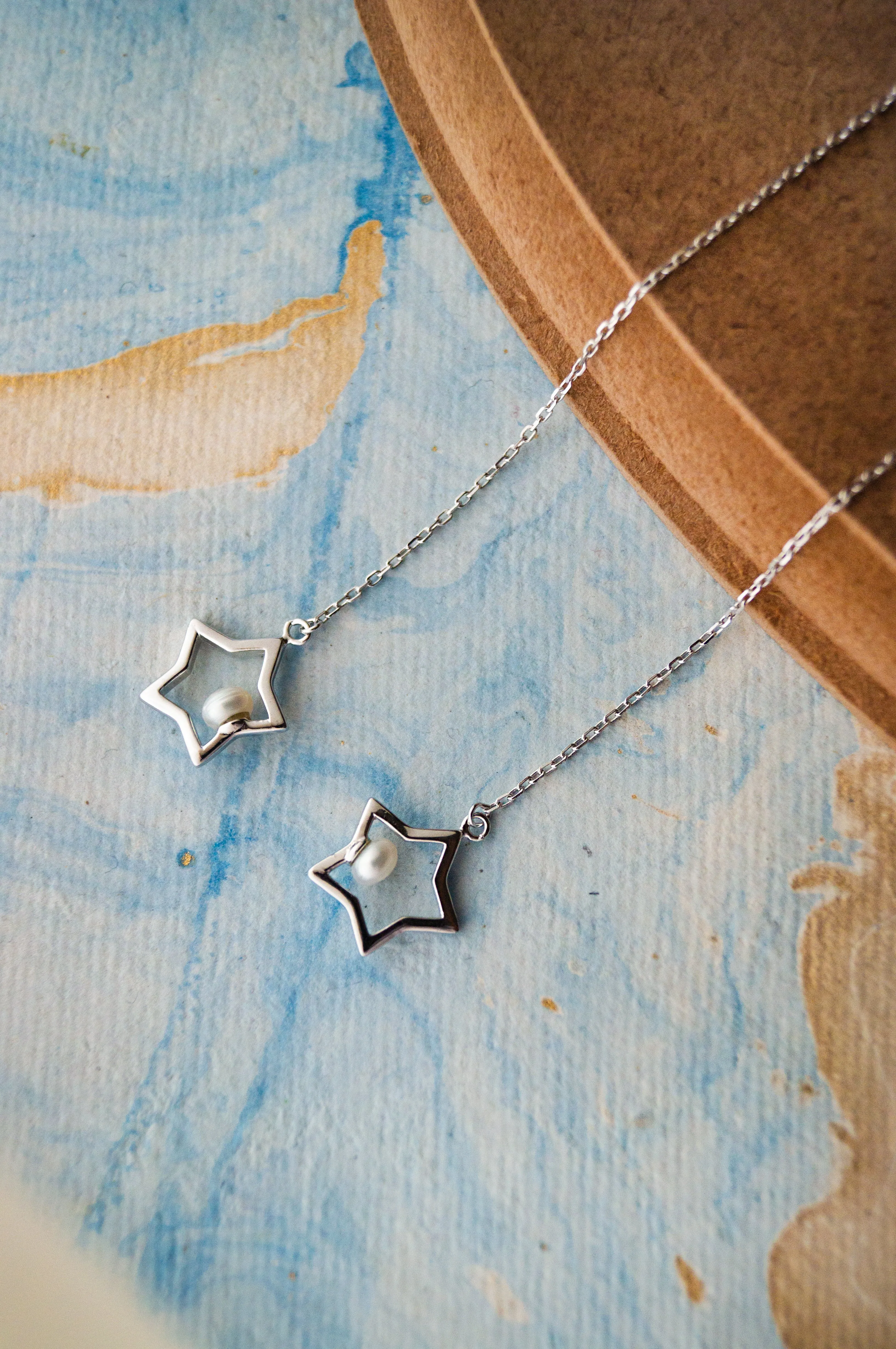 Twinkling Star Threader Sterling Silver Slip On Earrings