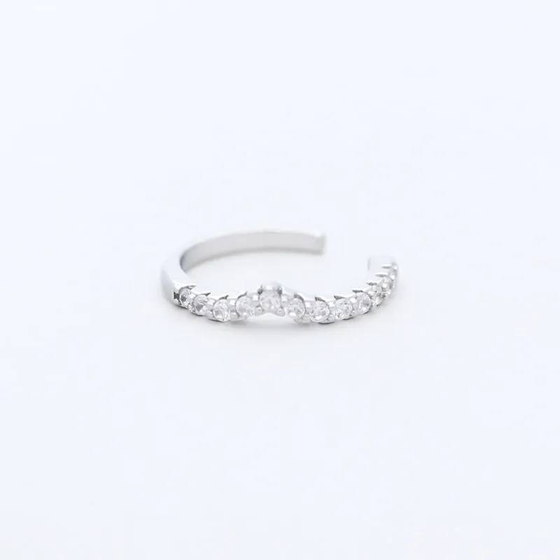 V Shape CZ Ear Cuff - Silver