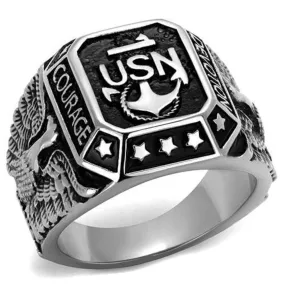 WildKlass Navy Stainless Steel Ring High Polished Men Epoxy Jet