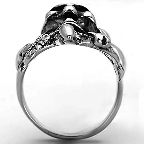 WildKlass Stainless Steel Skull Ring High Polished (no Plating) Men Epoxy Jet