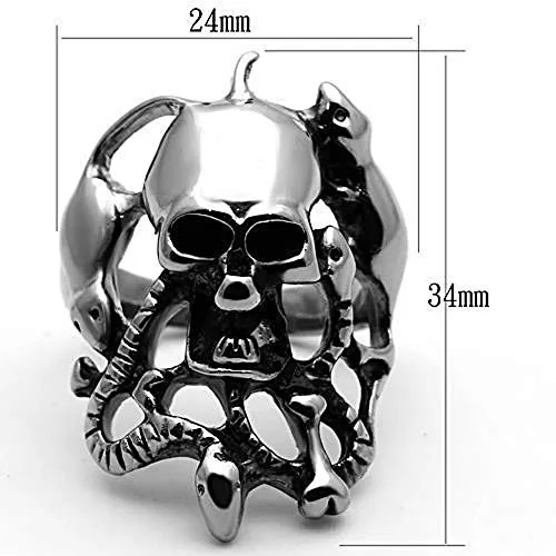 WildKlass Stainless Steel Skull Ring High Polished (no Plating) Men Epoxy Jet