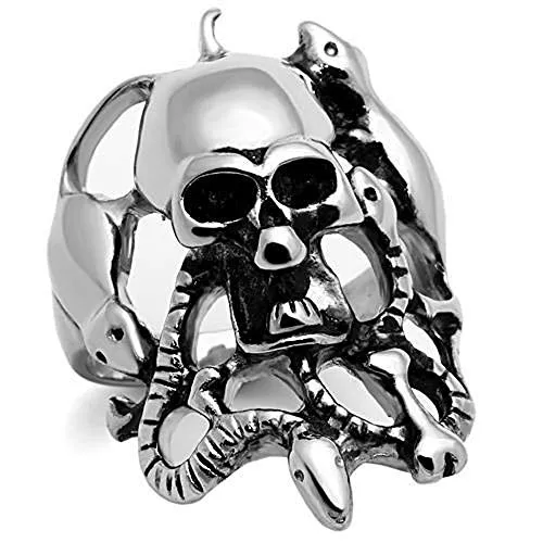 WildKlass Stainless Steel Skull Ring High Polished (no Plating) Men Epoxy Jet