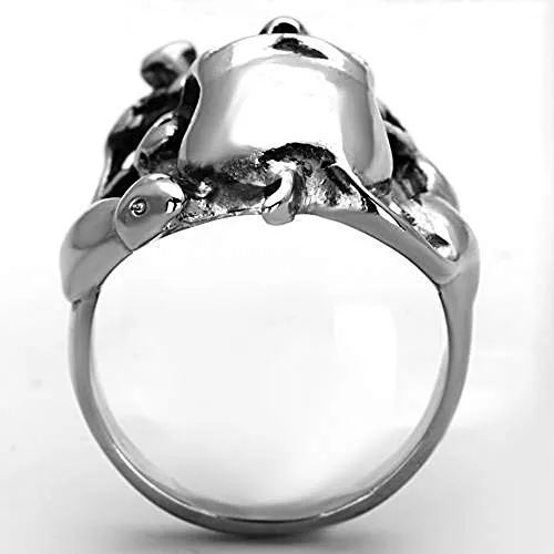 WildKlass Stainless Steel Skull Ring High Polished (no Plating) Men Epoxy Jet